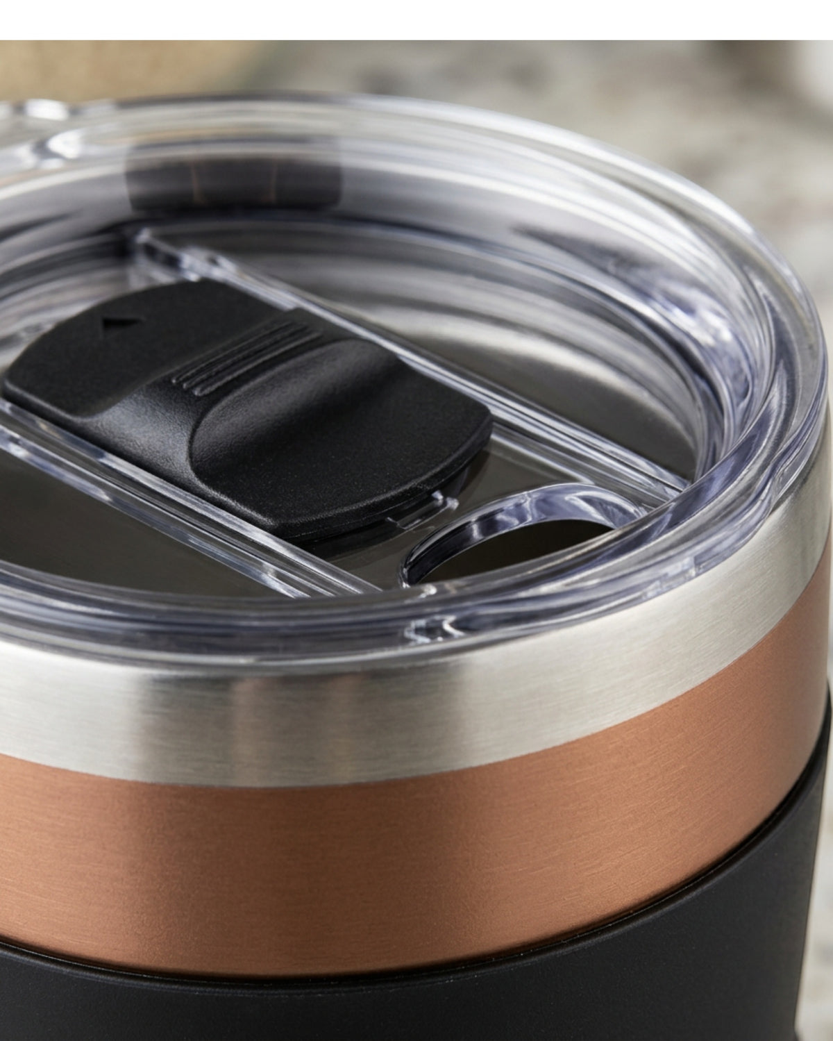 Tavlu 12 oz Compact Stainless Steel Vacuum Cup with Slider Lid Copper Brown - Detail view