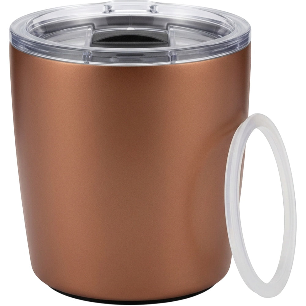 Tavlu 12 oz Compact Stainless Steel Vacuum Cup with Slider Lid Copper Brown - Product view