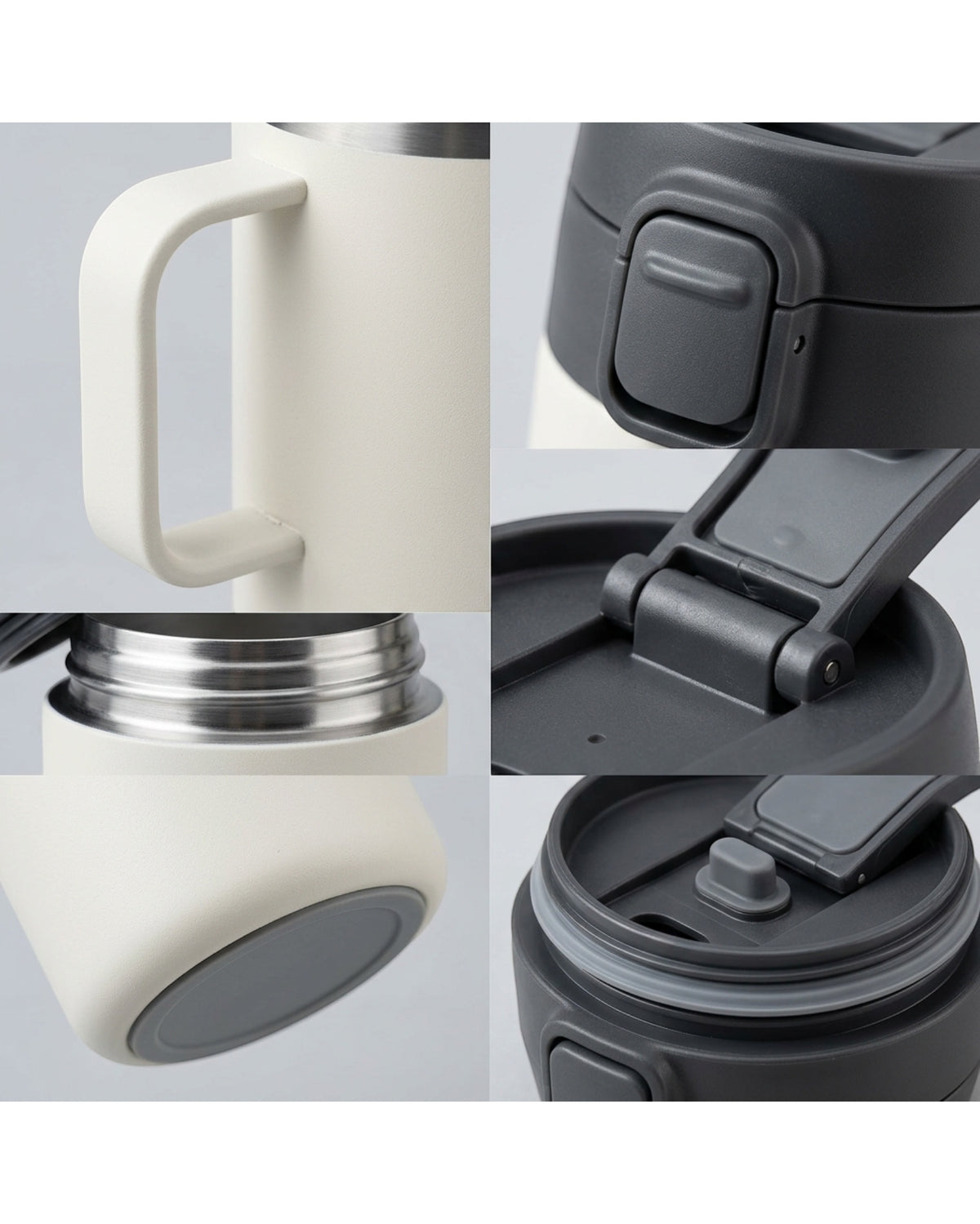 Tavlu 24 oz Handled Stainless Steel Vacuum Commuter Mug with Push-Button Lid Cream - Detail view